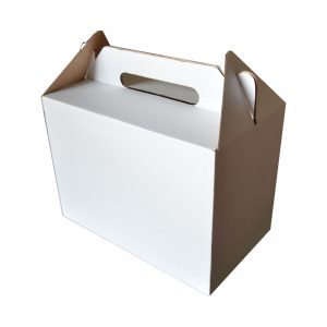 White Carrier Box w. Handle (255 x 150 x 185mm)